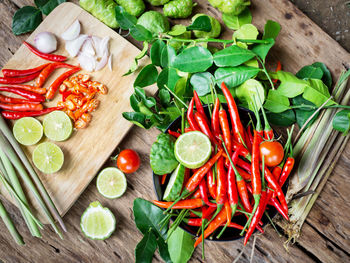 Fruits and vegetables on table