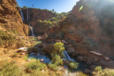 Ouzoud waterfalls in a sunny day near marrakech