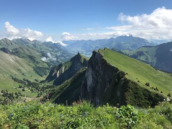 Scenic view of mountains against sky