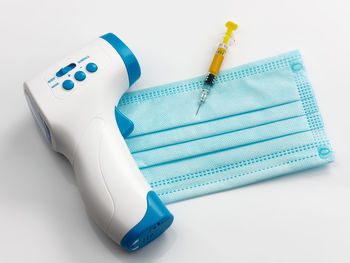 High angle view of paper against white background