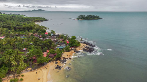 Aerial shot of beautiful sea beach at bureh