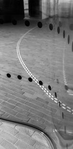 High angle view of paving stone