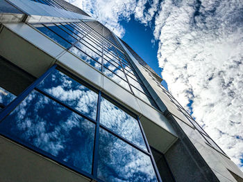 Low angle view of modern building against sky