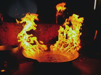 Close-up of burning fire