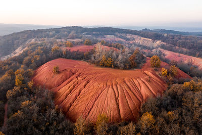 Hungary - gánt town with bauxite mine. it gives the impression of an mars landscape