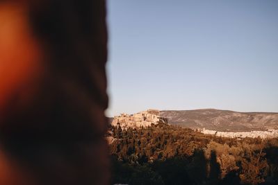 Low angle view of rock formations