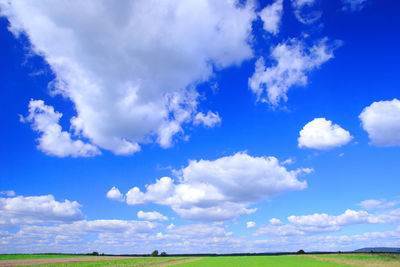 Scenic view of grassy field against cloudy sky