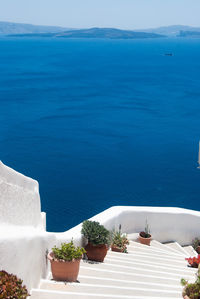 Scenic view of sea against blue sky