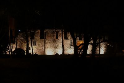View of built structure at night