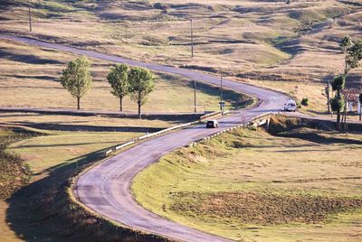 High angle view of road passing through landscape