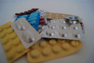 High angle view of multi colored pencils on table