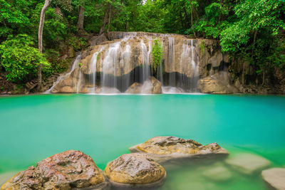 Scenic view of waterfall