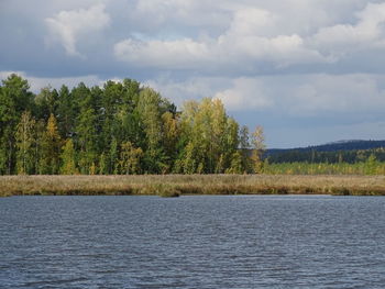 Scenic view of lake against sky