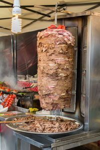 Close-up of food on barbecue grill