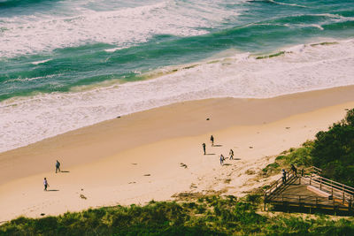 High angle view of people at beach