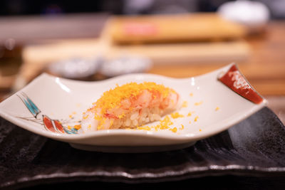 Ama ebi karasumi,delicious ama ebi shrimp nigiri sushi 