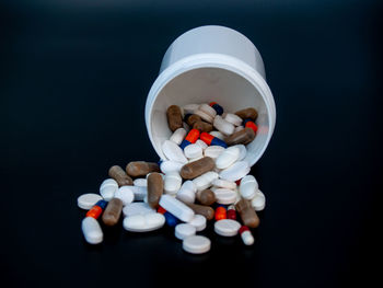 Close-up of pills on table