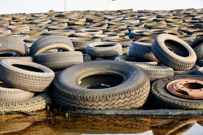 Close-up of rubber tires