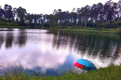 Scenic view of lake against sky