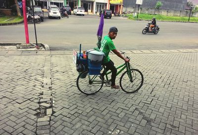 Bicycle parked on street