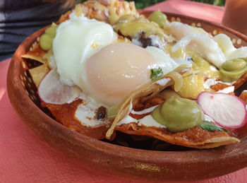 Close-up of breakfast served in plate