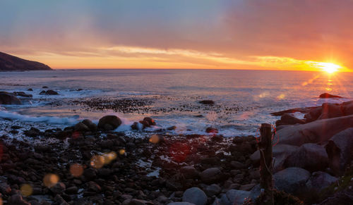 Scenic view of sea during sunset