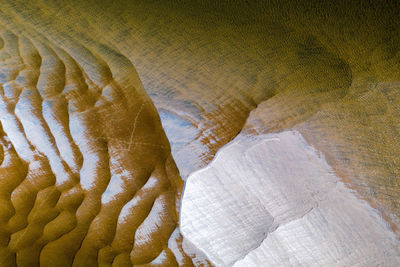 Aerial view of beaches and sand formation at river karasjohka at the border of finland and norway