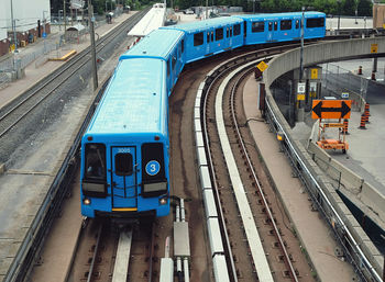High angle view of railroad tracks
