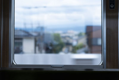 Train seen through window