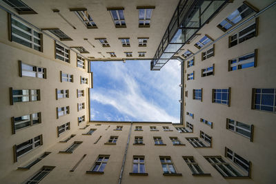 Low angle view of residential building against sky