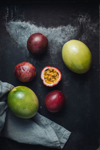 High angle view of apples on table