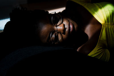 Portrait of woman lying down