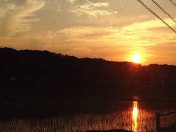 Scenic view of sunset over river