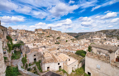 High angle view of buildings in town