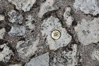 Close-up high angle view of coins