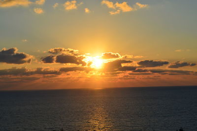 Scenic view of sunset over sea