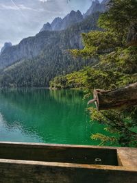 Scenic view of lake and mountains