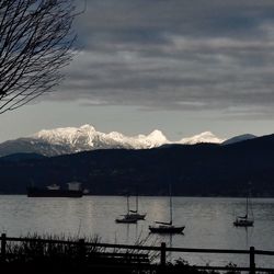 Scenic view of lake against cloudy sky