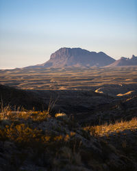 Scenic view of mountains against clear sky in big bend national park, texas