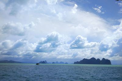 View of calm sea against cloudy sky