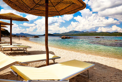 Scenic view of beach against sky