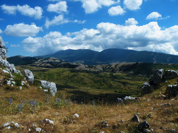 Scenic view of mountains against sky