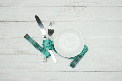 High angle view of empty glasses on table