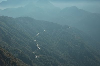 High angle view of mountain range