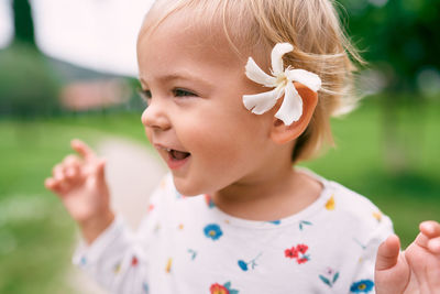 Close-up portrait of cute girl