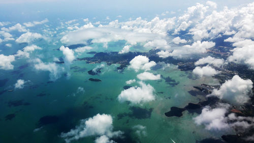 Aerial view of clouds over sea