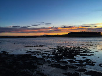 Scenic view of lake at sunset