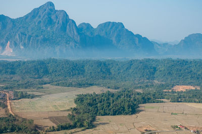 Scenic view of mountains against sky