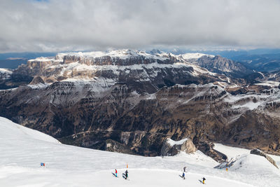 Scenic view of snowcapped mountains against sky. punta rocca. dolomites. italy