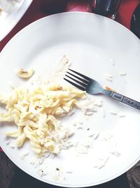 High angle view of food in plate on table